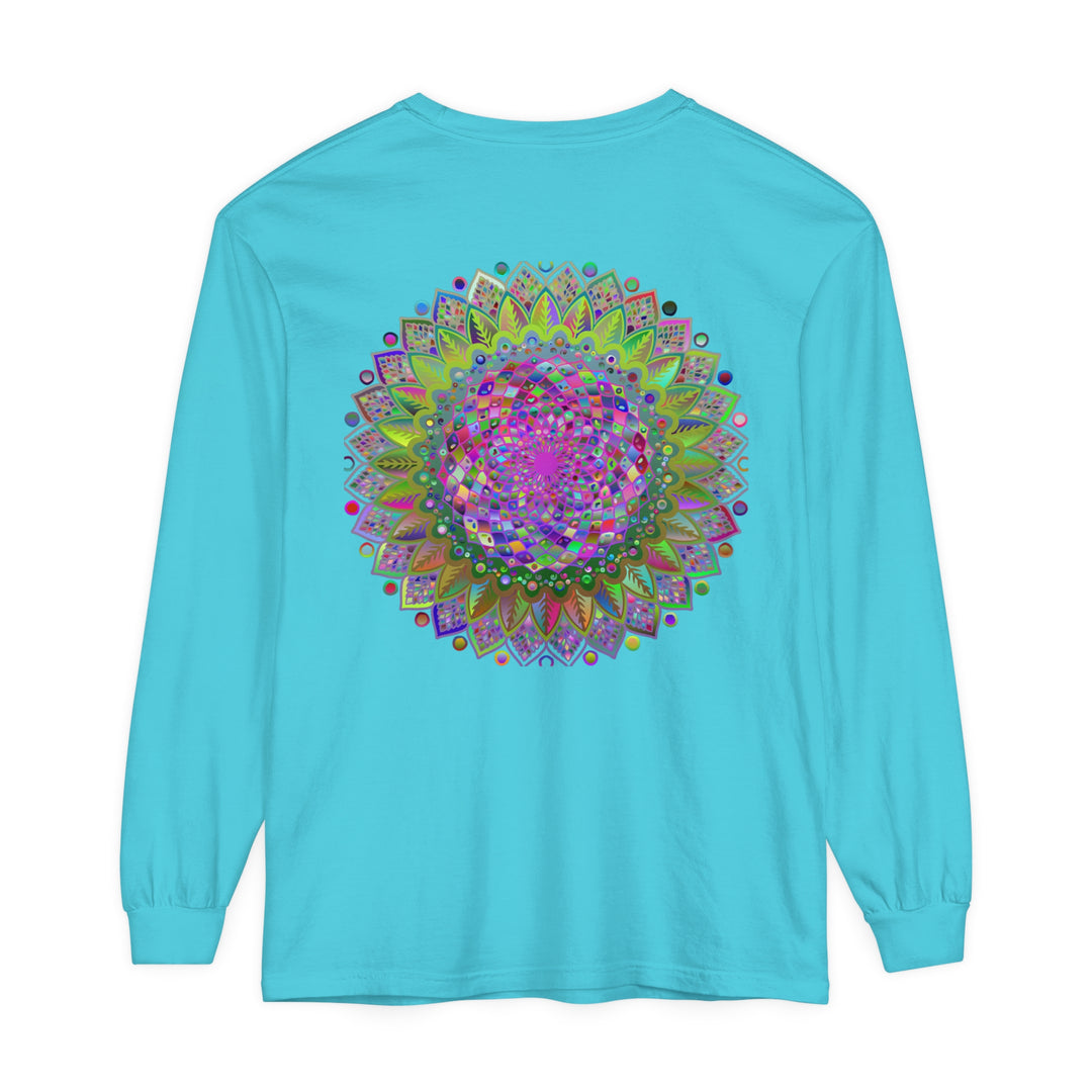 Colorful, intricately designed mandala long sleeve t-shirt for both men and women