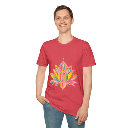 Lotus Mandala Unisex T-Shirt showcasing a hand-drawn unique design by Blululi