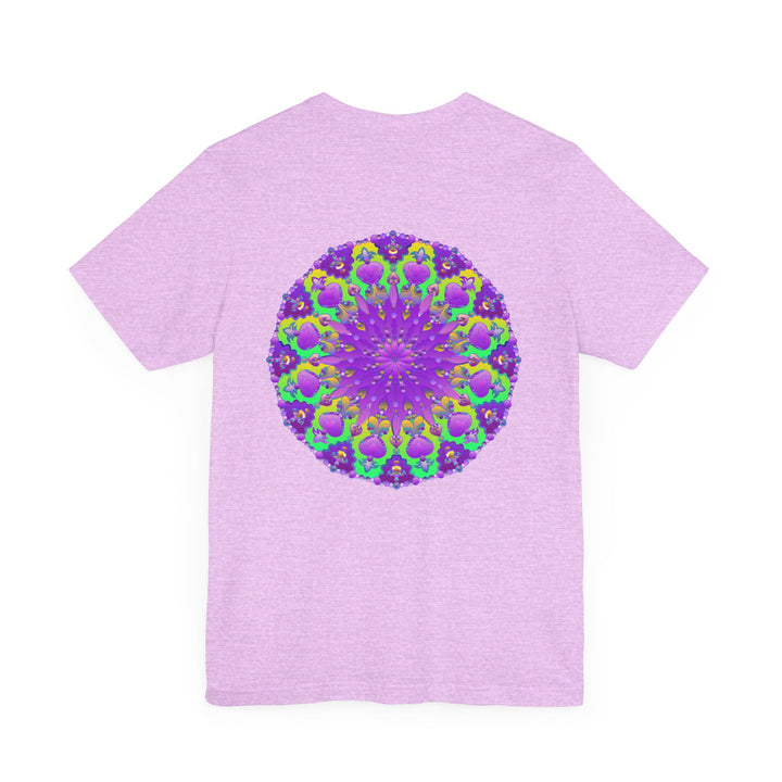 Beautiful purple mandala tee featuring intricate design symbolizing spiritual peace and harmony, perfect for those seeking inner tranquility and balance in their lives