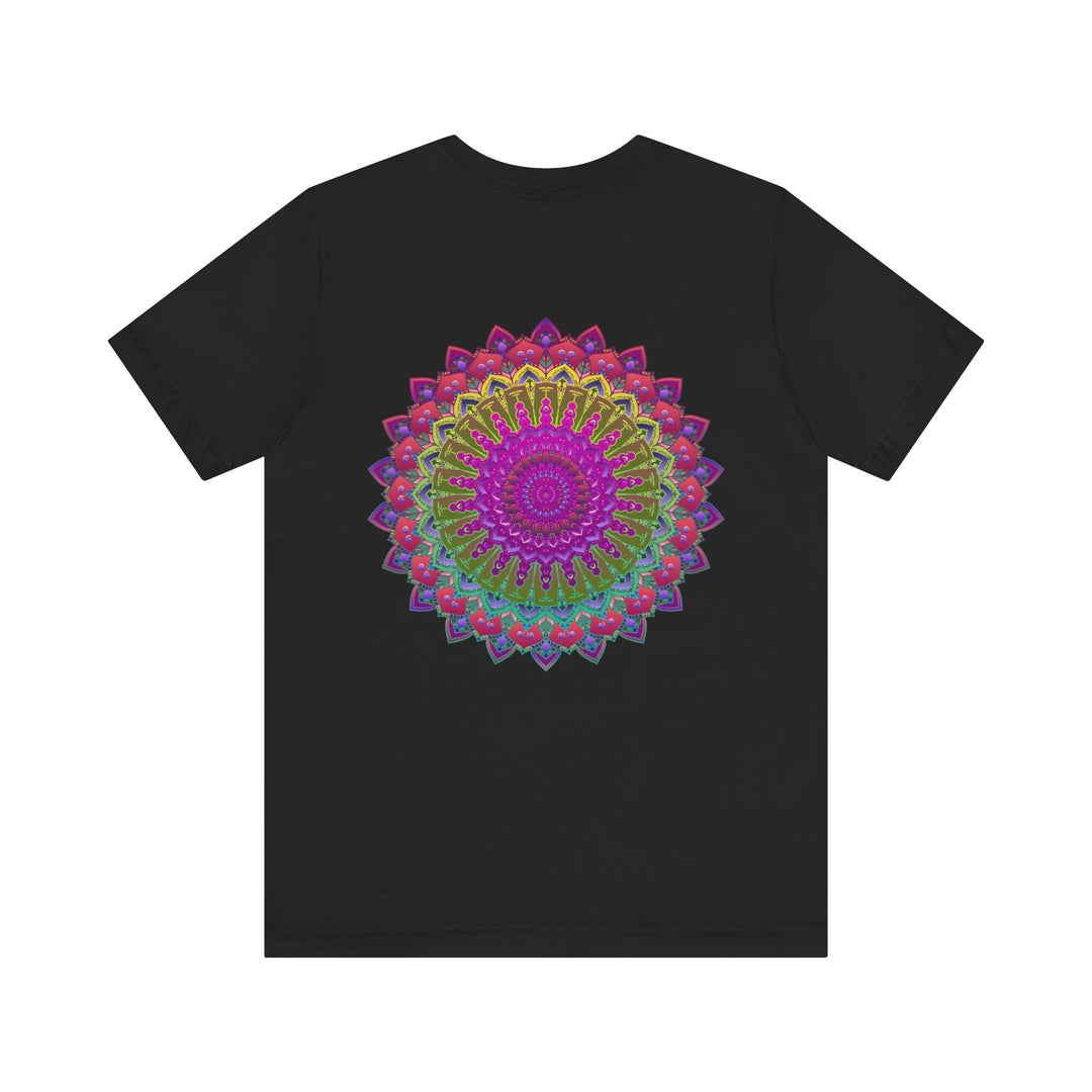 Vibrant Mandala Tee featuring intricate, colorful design symbolizing spiritual peace and harmony, perfect for individuals seeking inner tranquility and balance