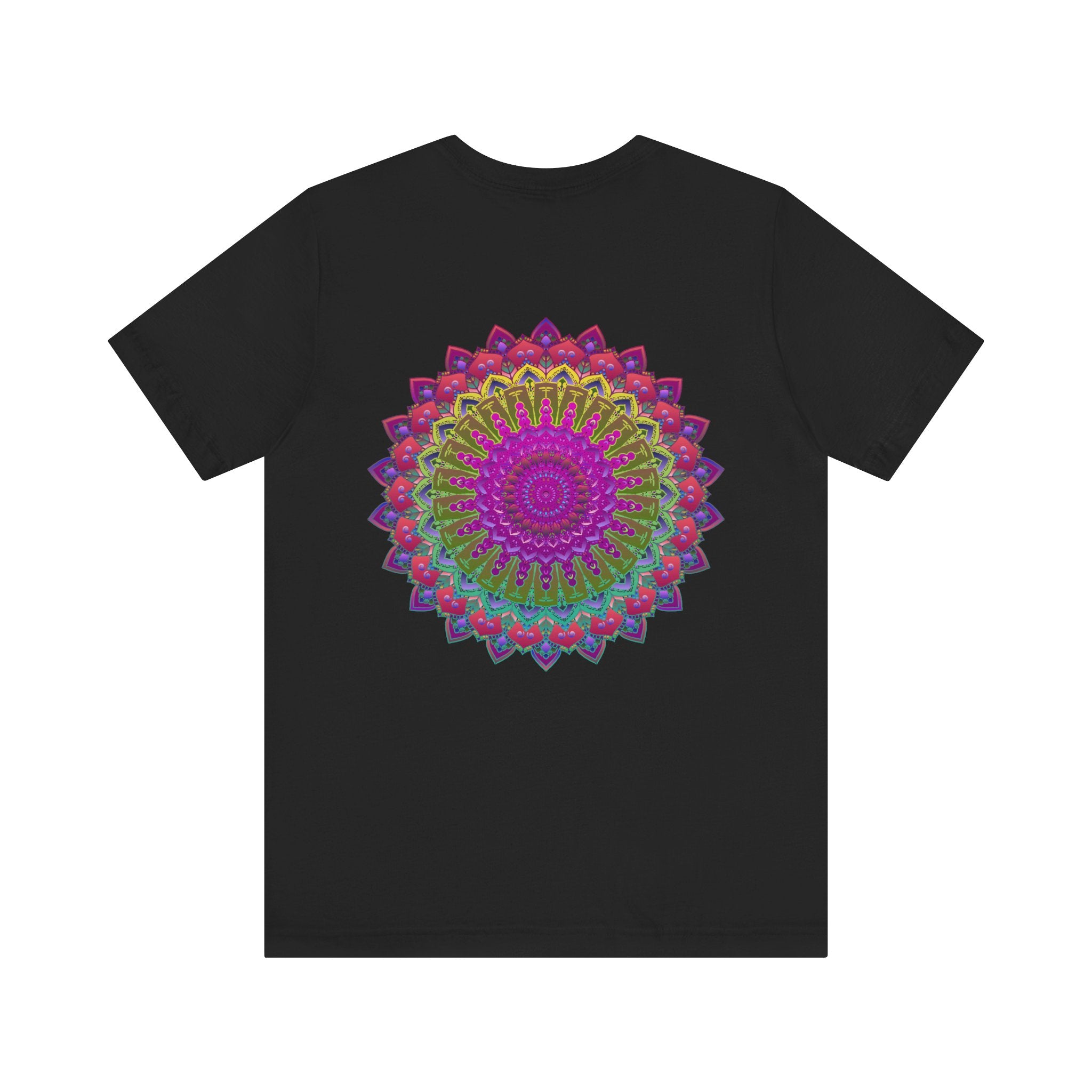 Vibrant Mandala Tee featuring intricate, colorful design symbolizing spiritual peace and harmony, perfect for individuals seeking inner tranquility and balance