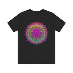 Vibrant Mandala Tee featuring intricate, colorful design symbolizing spiritual peace and harmony, perfect for individuals seeking inner tranquility and balance