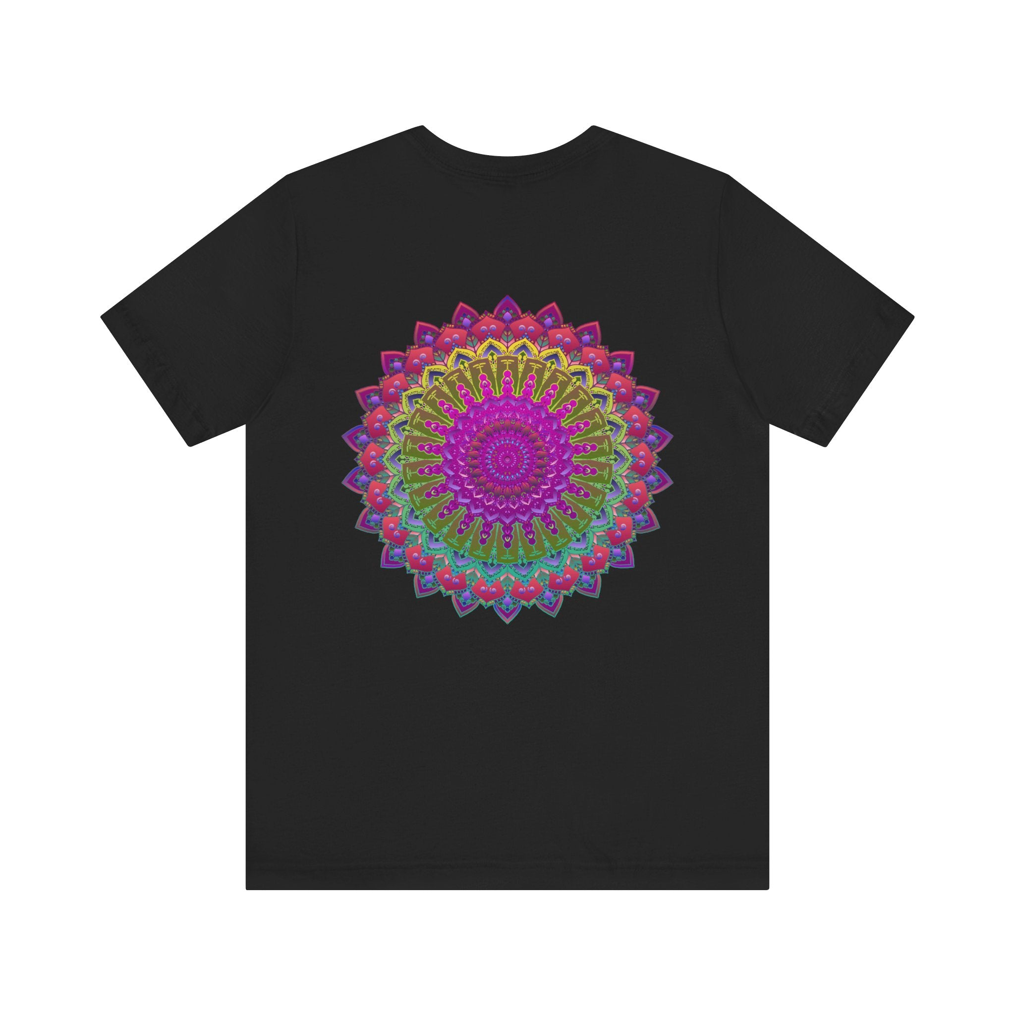 Vibrant Mandala Tee featuring intricate, colorful design symbolizing spiritual peace and harmony, perfect for individuals seeking inner tranquility and balance