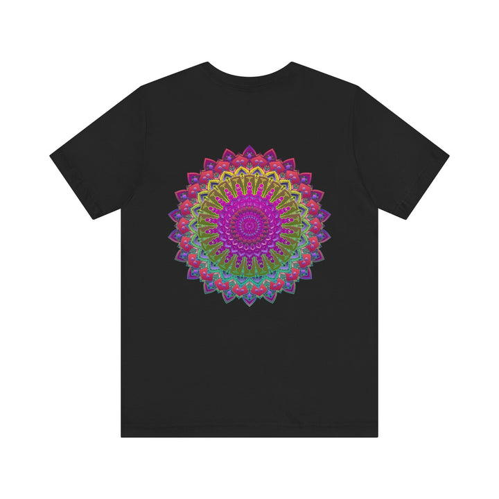 Vibrant Mandala Tee featuring intricate, colorful design symbolizing spiritual peace and harmony, perfect for individuals seeking inner tranquility and balance