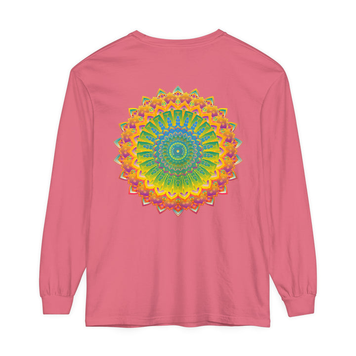 Intricate Mandala Unisex Long Sleeve T-Shirt featuring vibrant and detailed mandala design