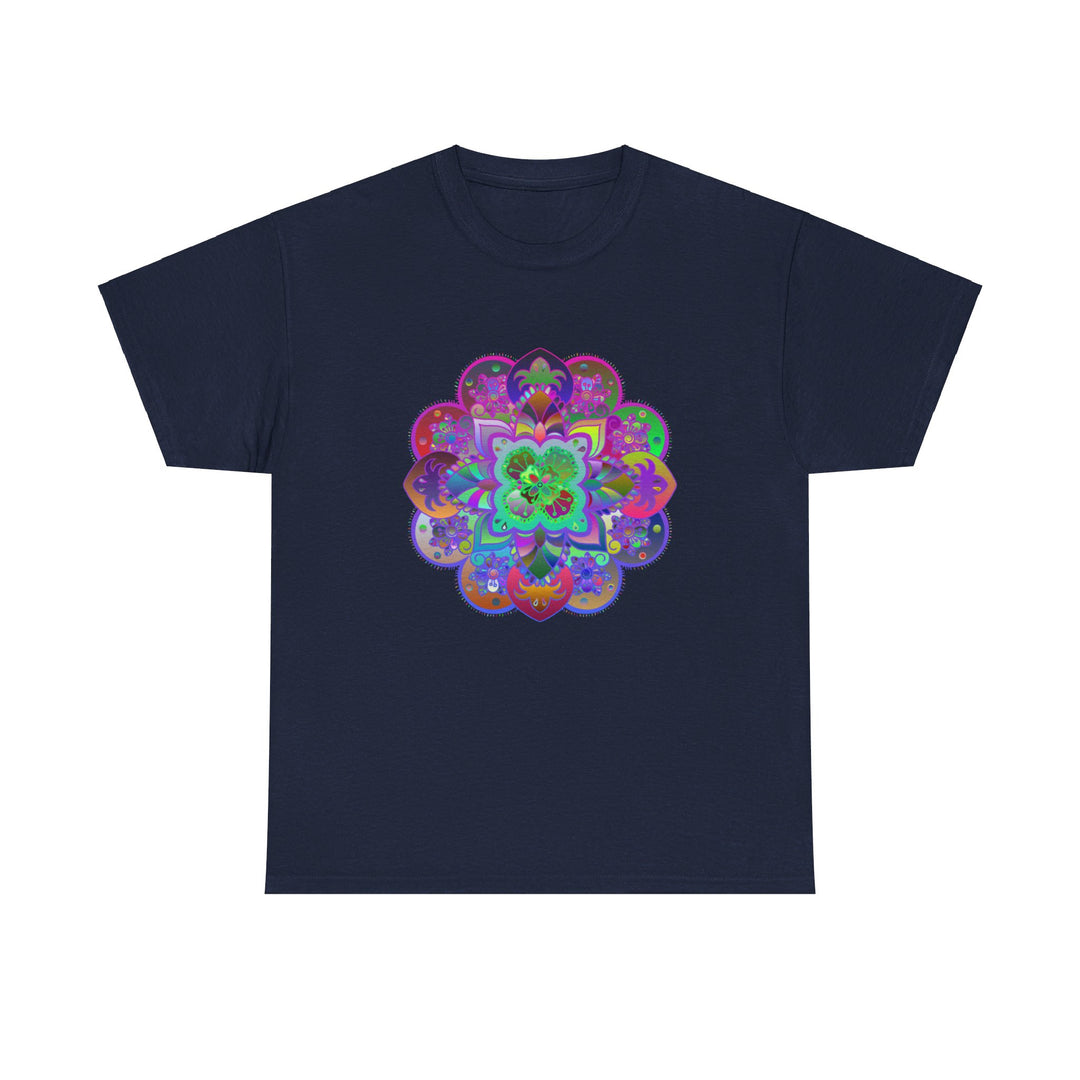 Unisex heavy cotton tee featuring mandala art design promoting mindfulness and yoga