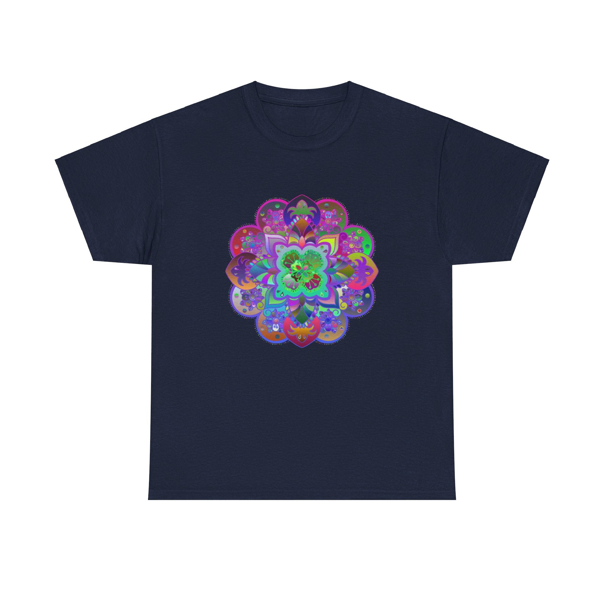 Unisex heavy cotton tee featuring mandala art design promoting mindfulness and yoga