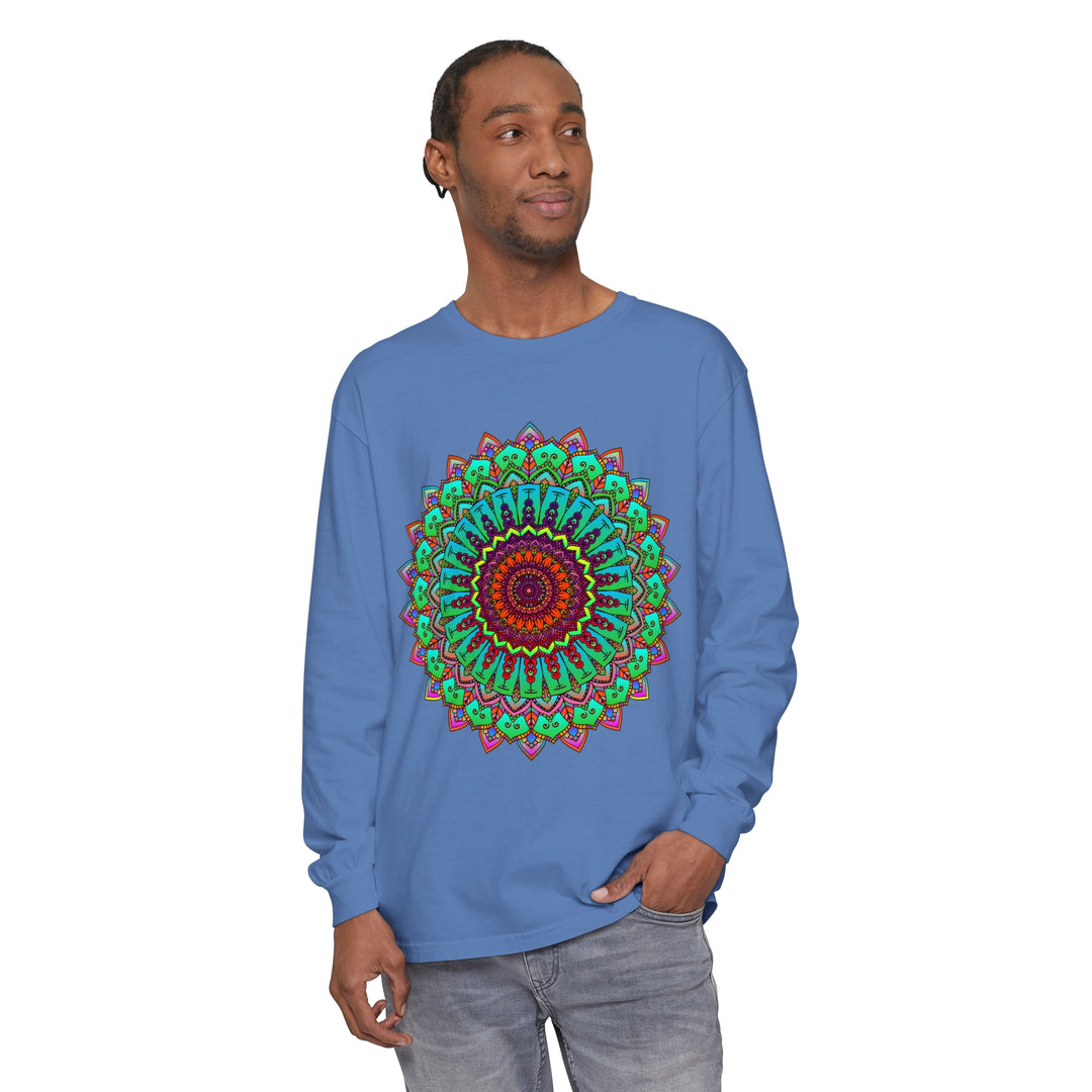 Vibrant Mandala Long Sleeve T-Shirt - Spiritual Art 34