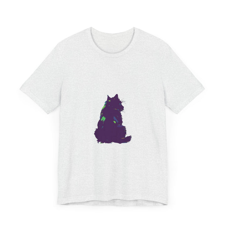 Black Cat Mystery - Colorful Silhouette T-Shirt featuring a vibrant, eye-catching design of a mysterious black cat against a colorful backdrop