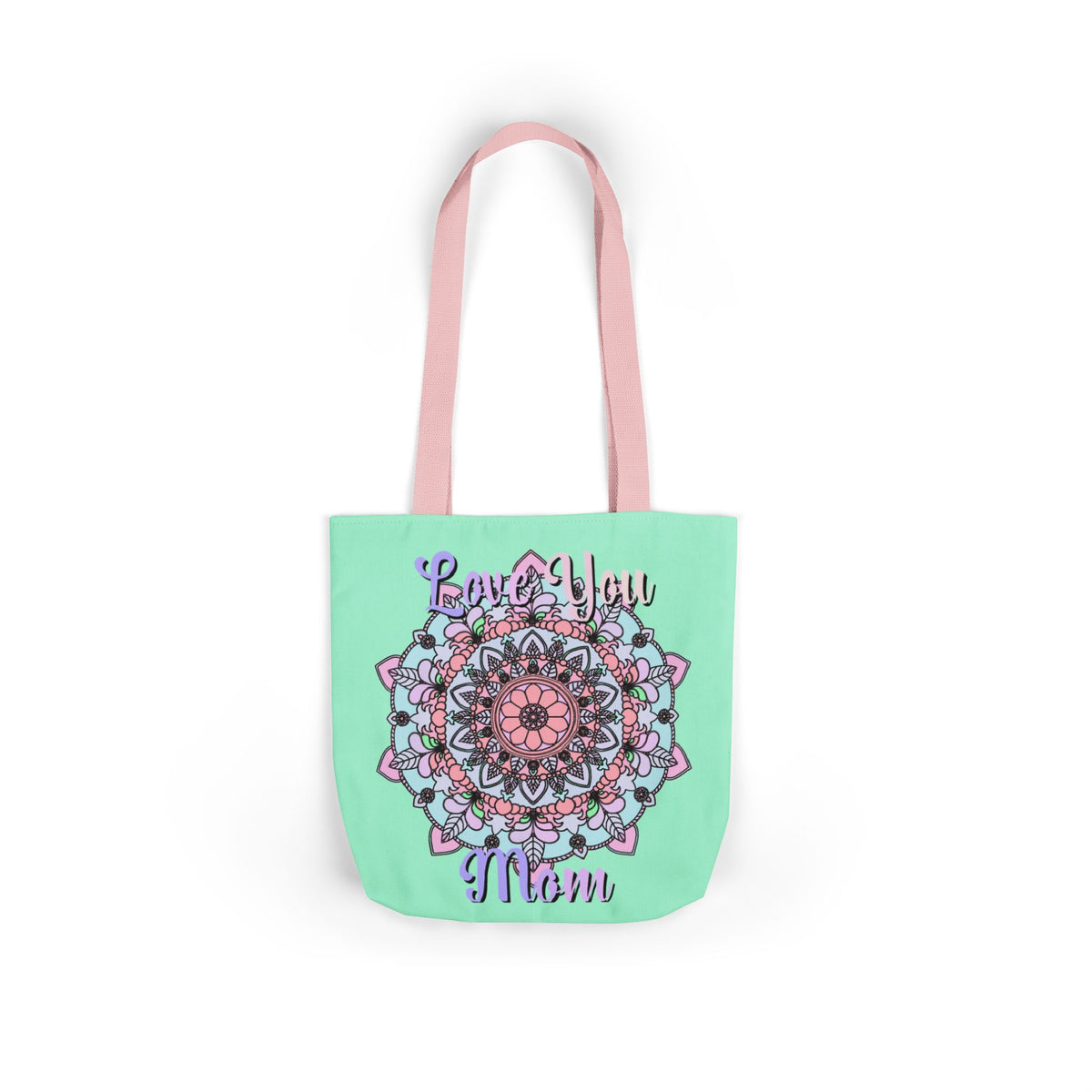 Mandala 'Love You Mom' Canvas Tote — Floral Mother's Day Gift Bag