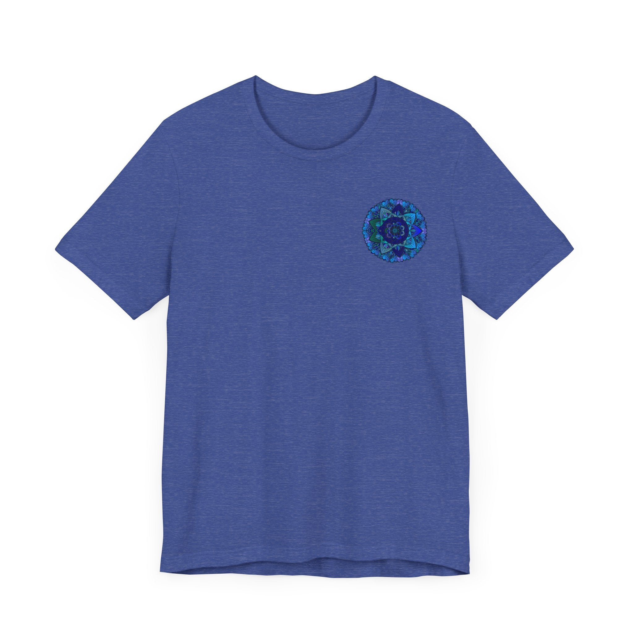 Blue Mandala T-Shirt featuring a beautiful spiritual design for peace and harmony