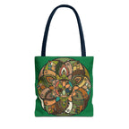 Boho Mandala Tote Bag — Green Floral Pattern AOP Shopper