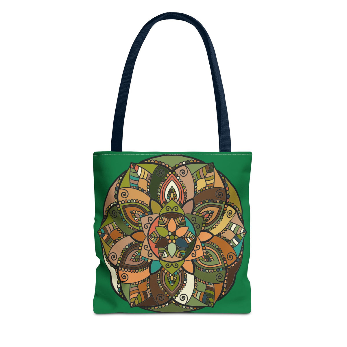 Boho Mandala Tote Bag — Green Floral Pattern AOP Shopper