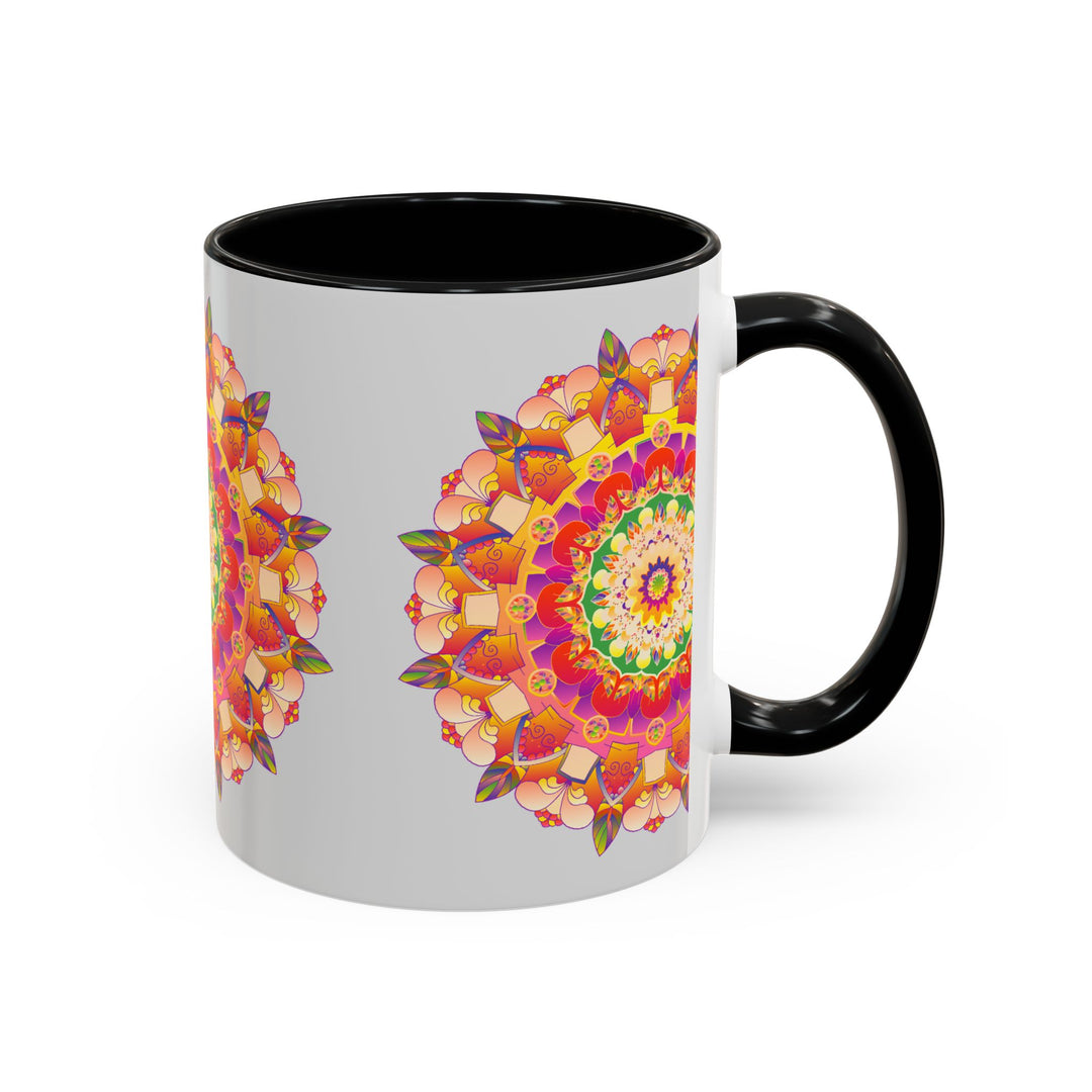 Peaceful and vibrant mandala art on ceramic coffee cup