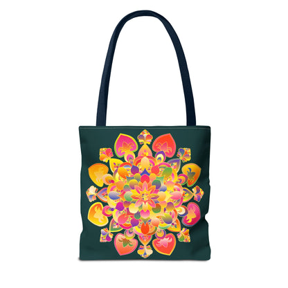 Beautiful Mandala Lotus Tote Bag with intricate floral design and vibrant colors