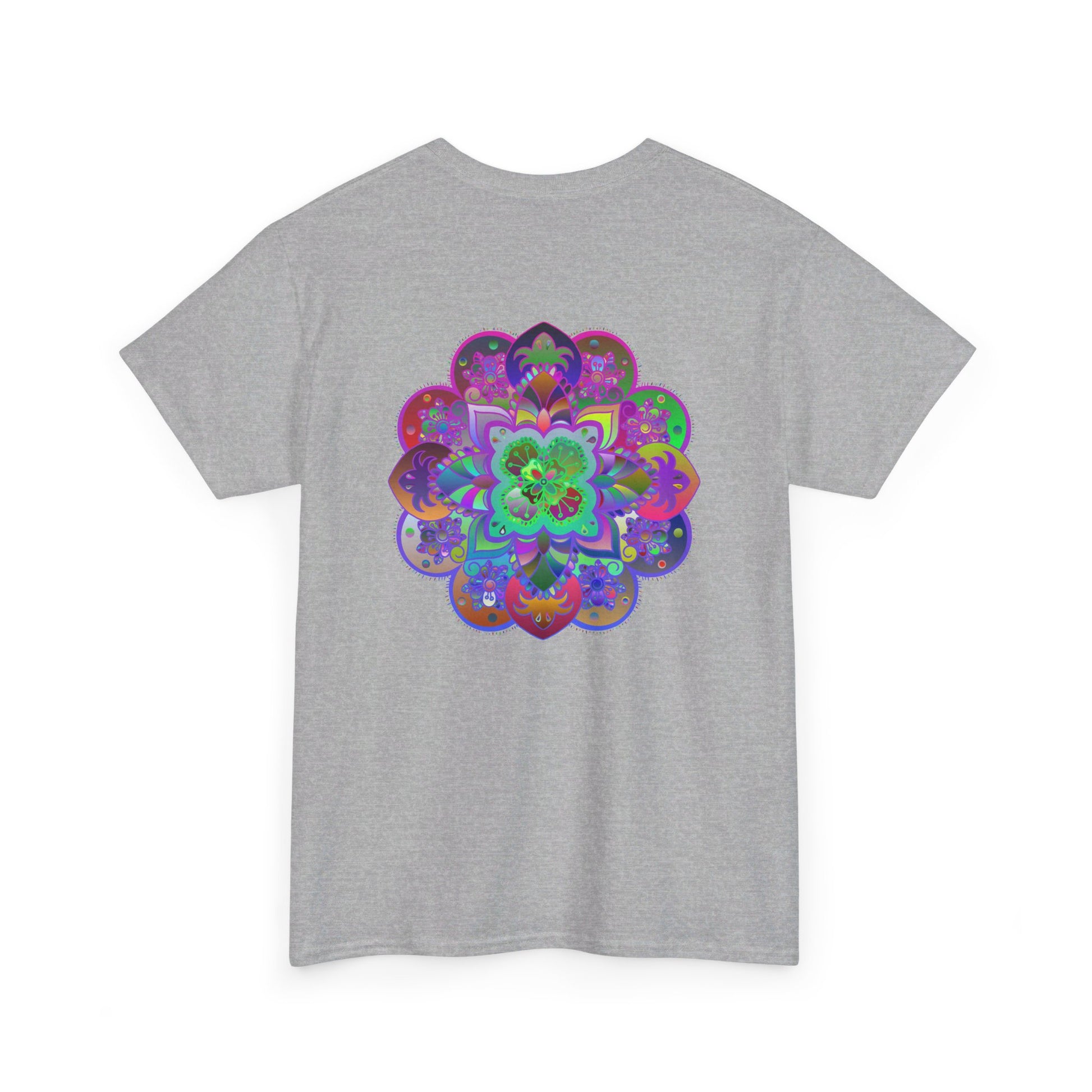 Beautiful blue mandala design on a white unisex cotton t-shirt perfect for yoga and mindfulness practices