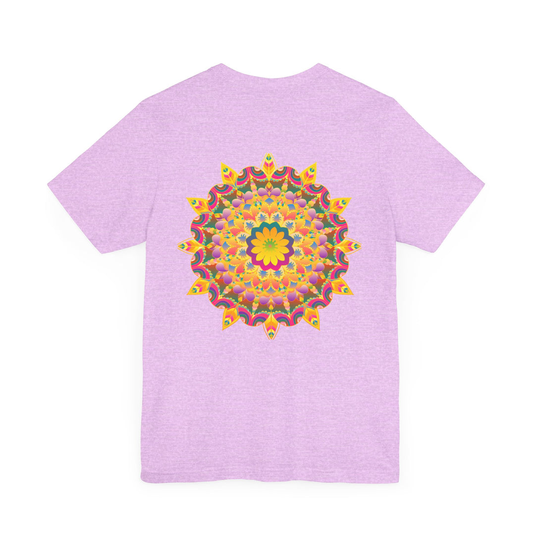 Colorful and intricate mandala design tee promoting peace and harmony