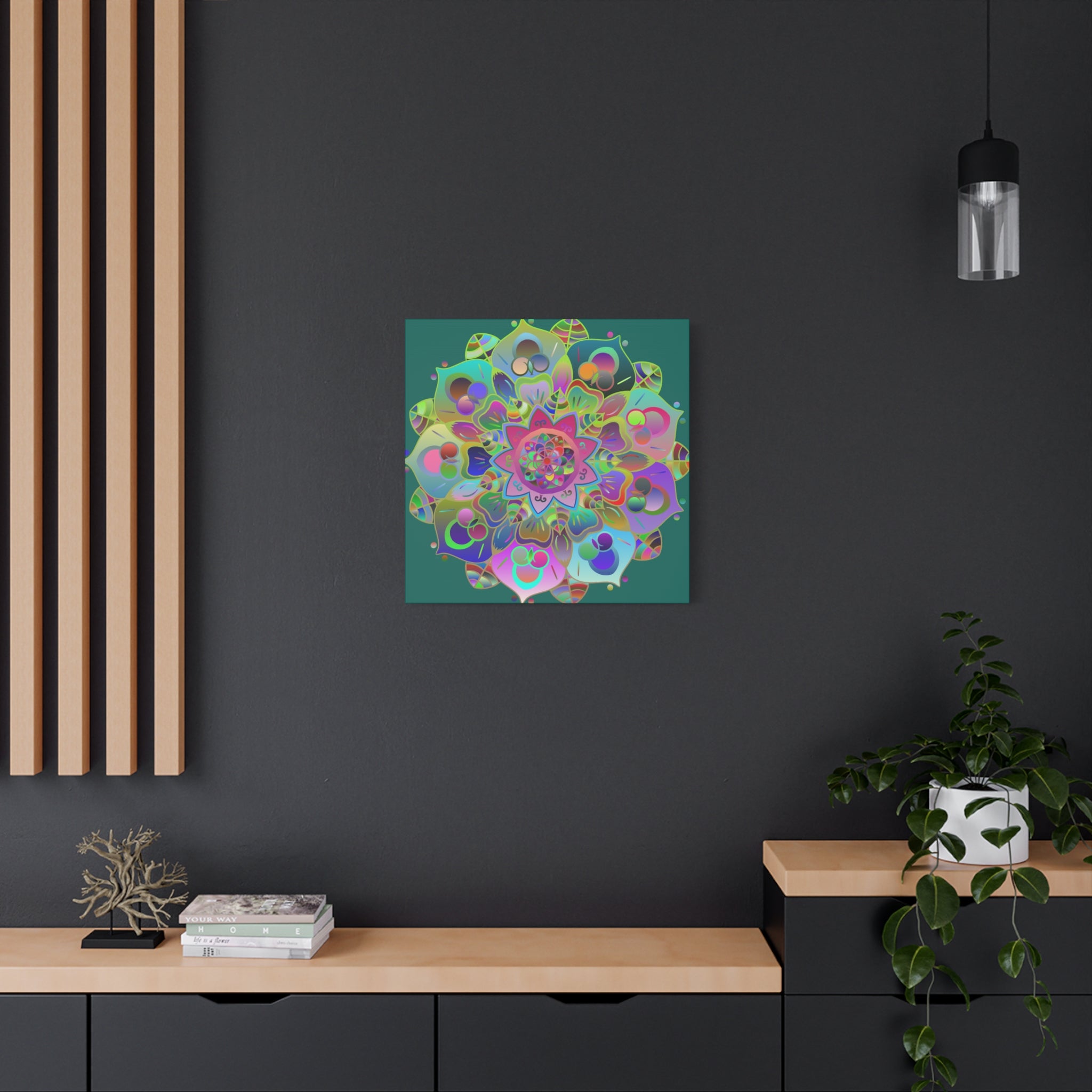 Vibrant Mandala Matte Canvas Wall Art — Colorful Boho Stretched Canvas