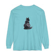 Black Cat Watercolor Long Sleeve T-Shirt with Vibrant Feline Design