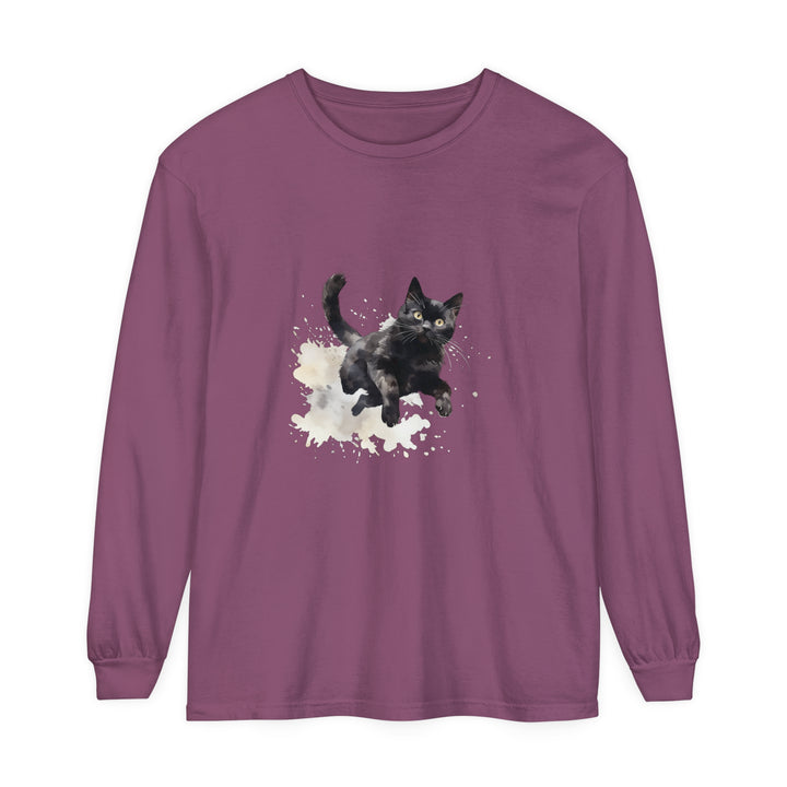 Black Cat Watercolor Splash T-Shirt featuring a vibrant, artistic design