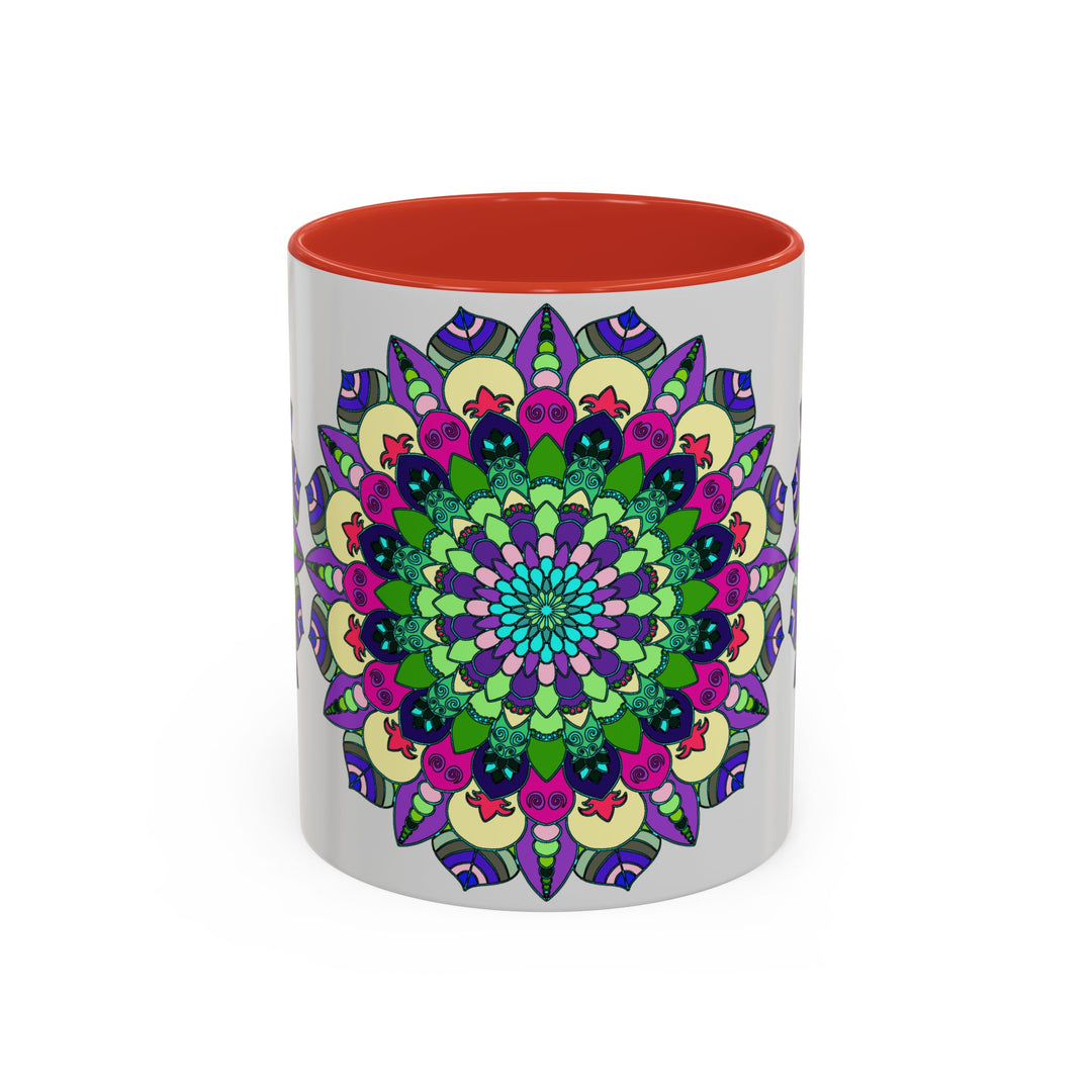 Colorful mandala art mug with intricate designs, perfect for a spiritual and artistic experience