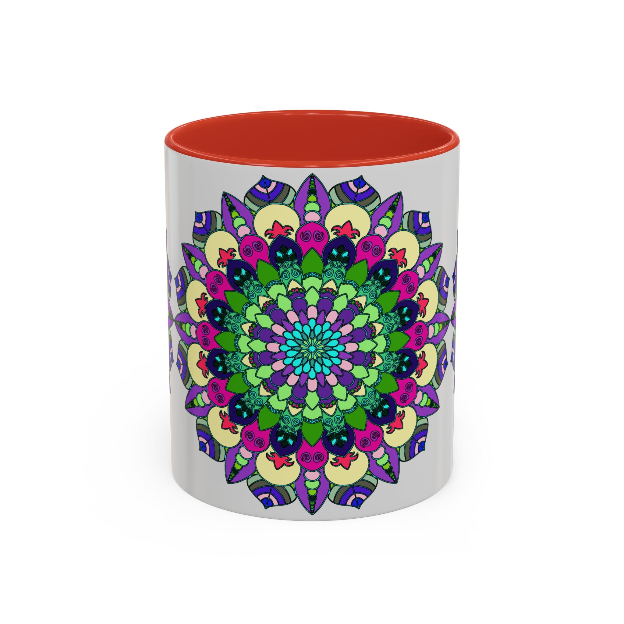 Colorful mandala art mug with intricate designs, perfect for a spiritual and artistic experience