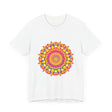 Vibrantly hued mandala tee featuring intricate and eye-catching pattern design