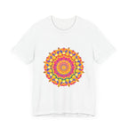 Vibrantly hued mandala tee featuring intricate and eye-catching pattern design