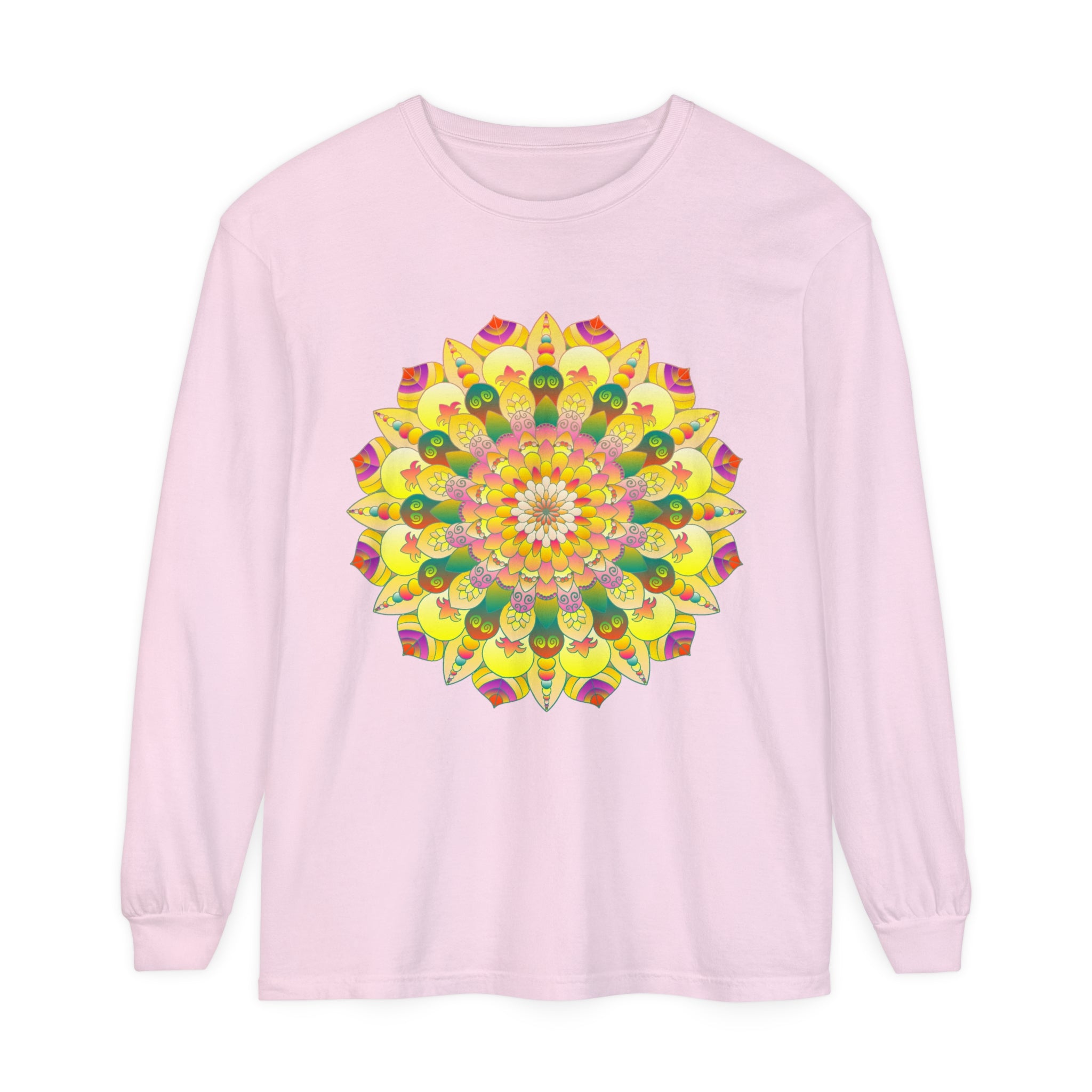 Colorful and intricate mandala design long sleeve t-shirt for men and women