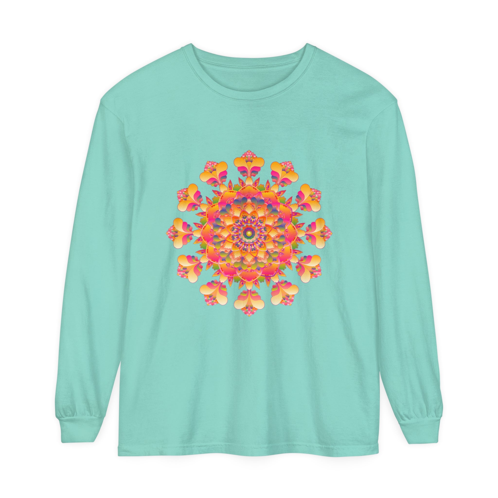 Colorful and intricate mandala design long sleeve t-shirt for all genders