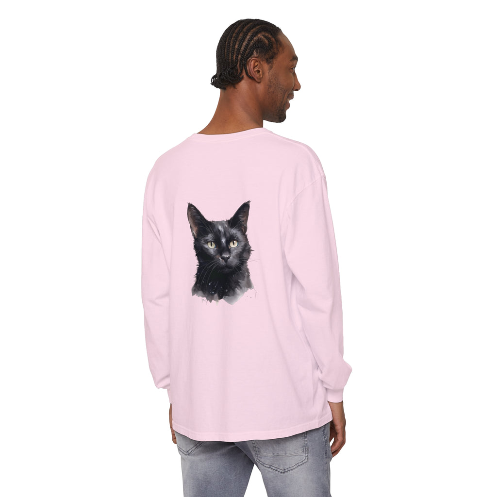 Black Cat Watercolor Unisex Long Sleeve T-Shirt, comfortable and stylish fashion item