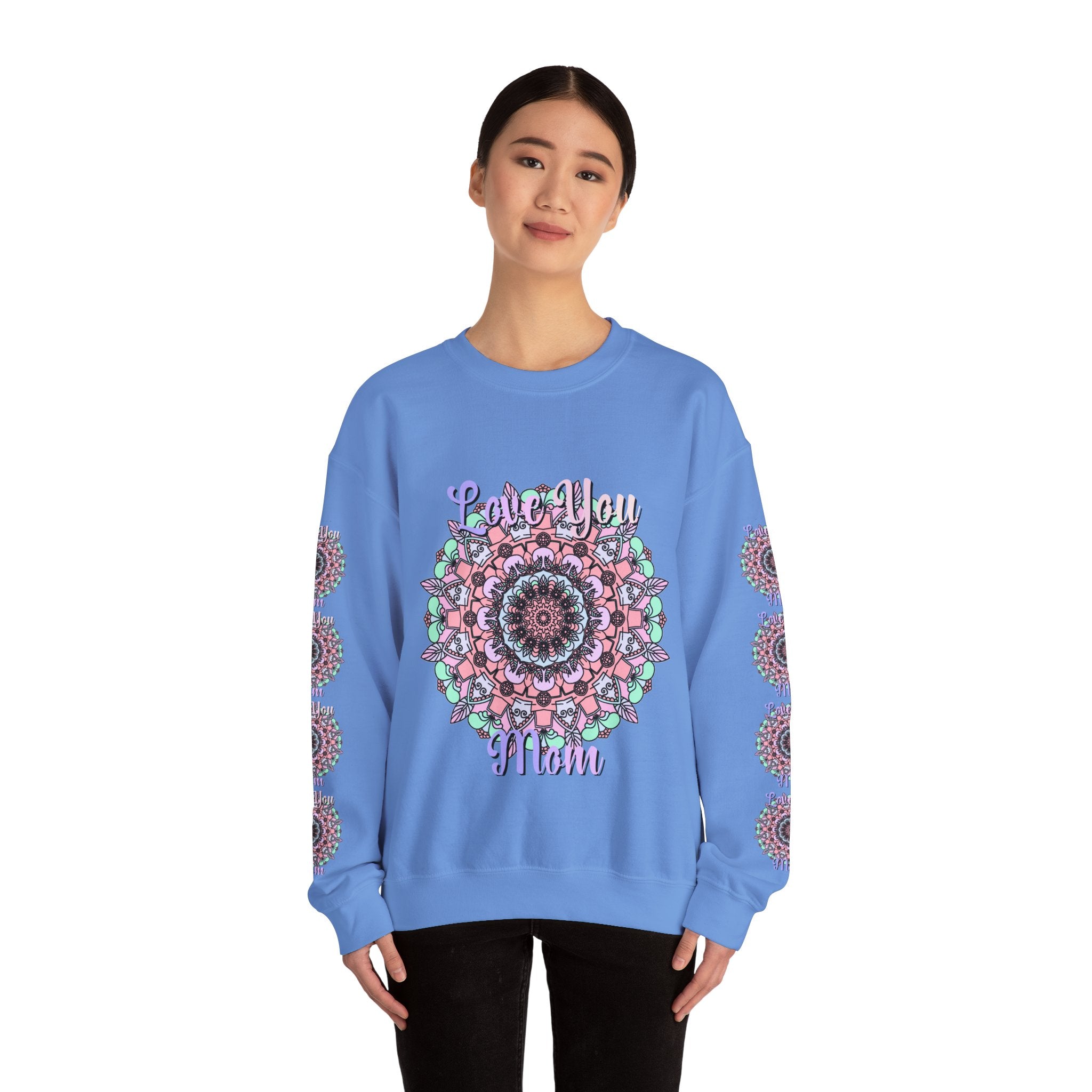 Mandala Inspired Crewneck Sweatshirt for Moms in Soft Pastels