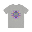 A beautiful and vibrant mandala T-shirt with intricate spiritual design symbolizing peace and harmony