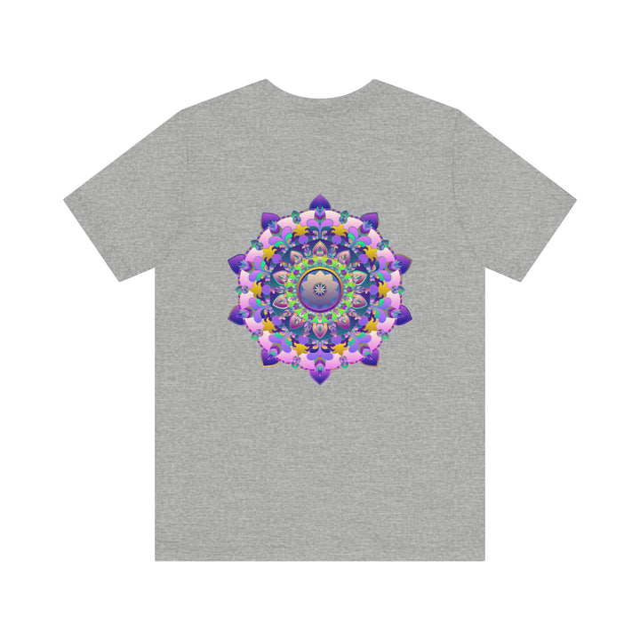 A beautiful and vibrant mandala T-shirt with intricate spiritual design symbolizing peace and harmony