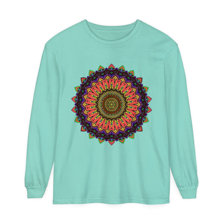 Vibrant and detailed mandala design long sleeve t-shirt in various colors