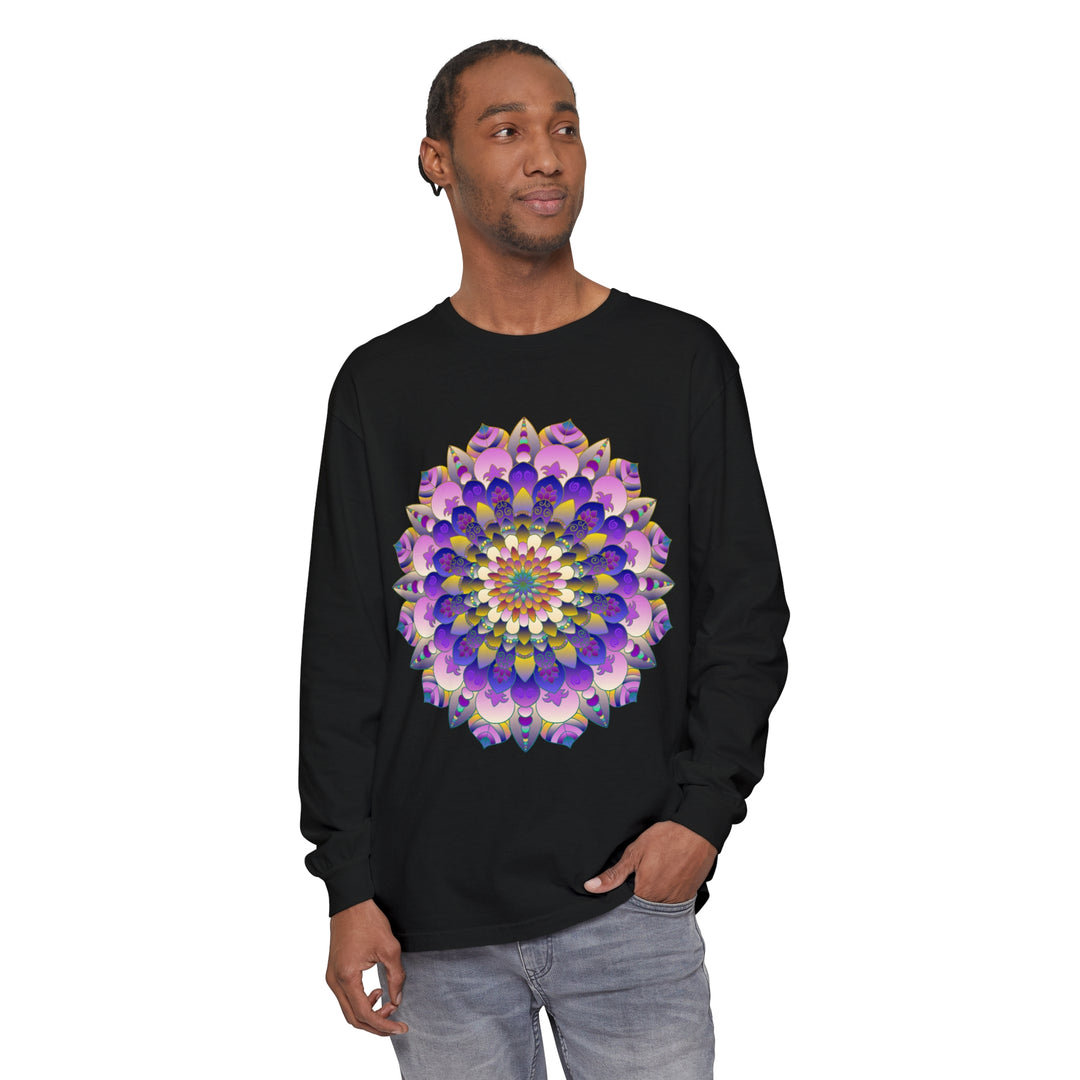 Stunning psychedelic art long sleeve t-shirt with intricate mandala design