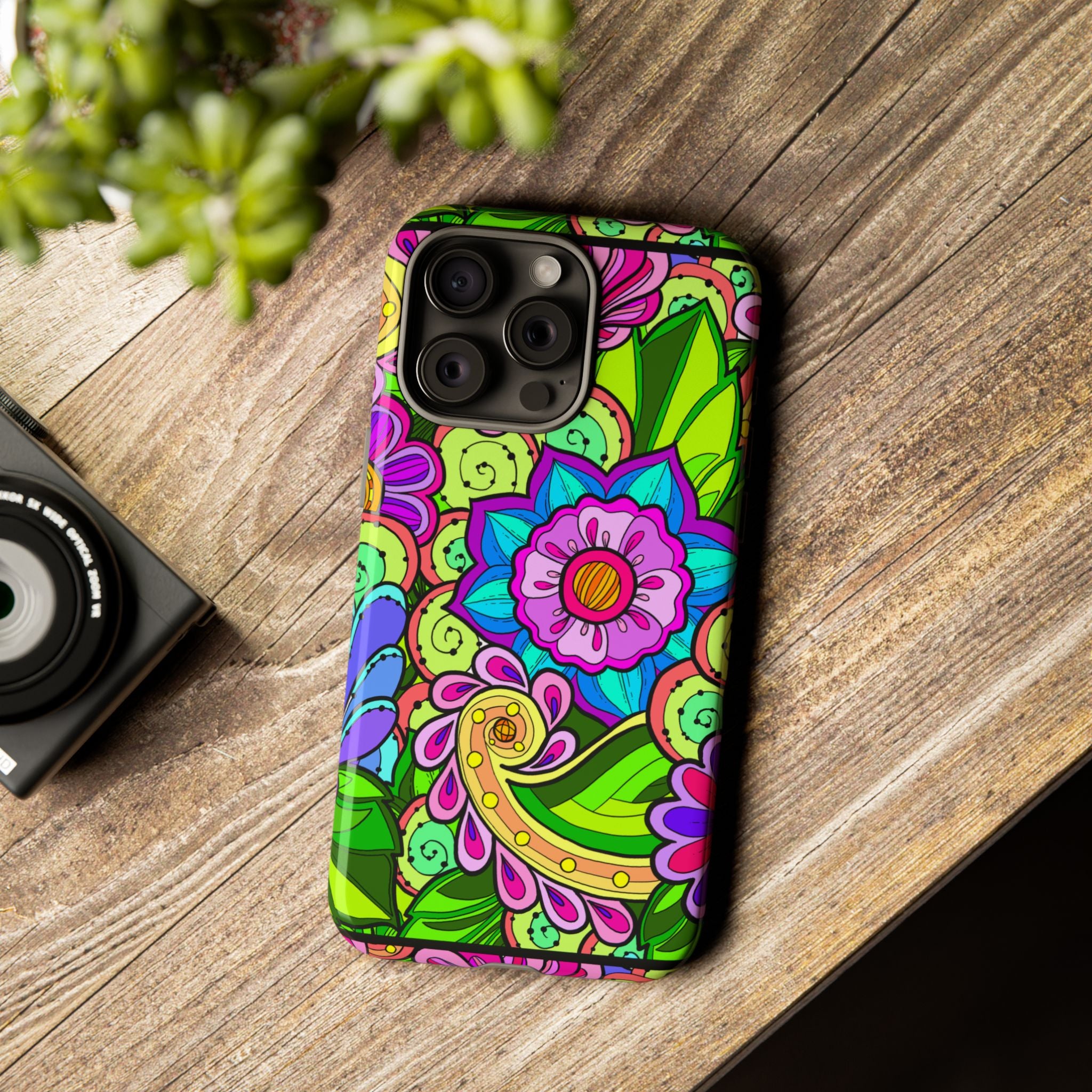 Floral Fantasy iPhone and Google Pixel Case in Bright Green Palette