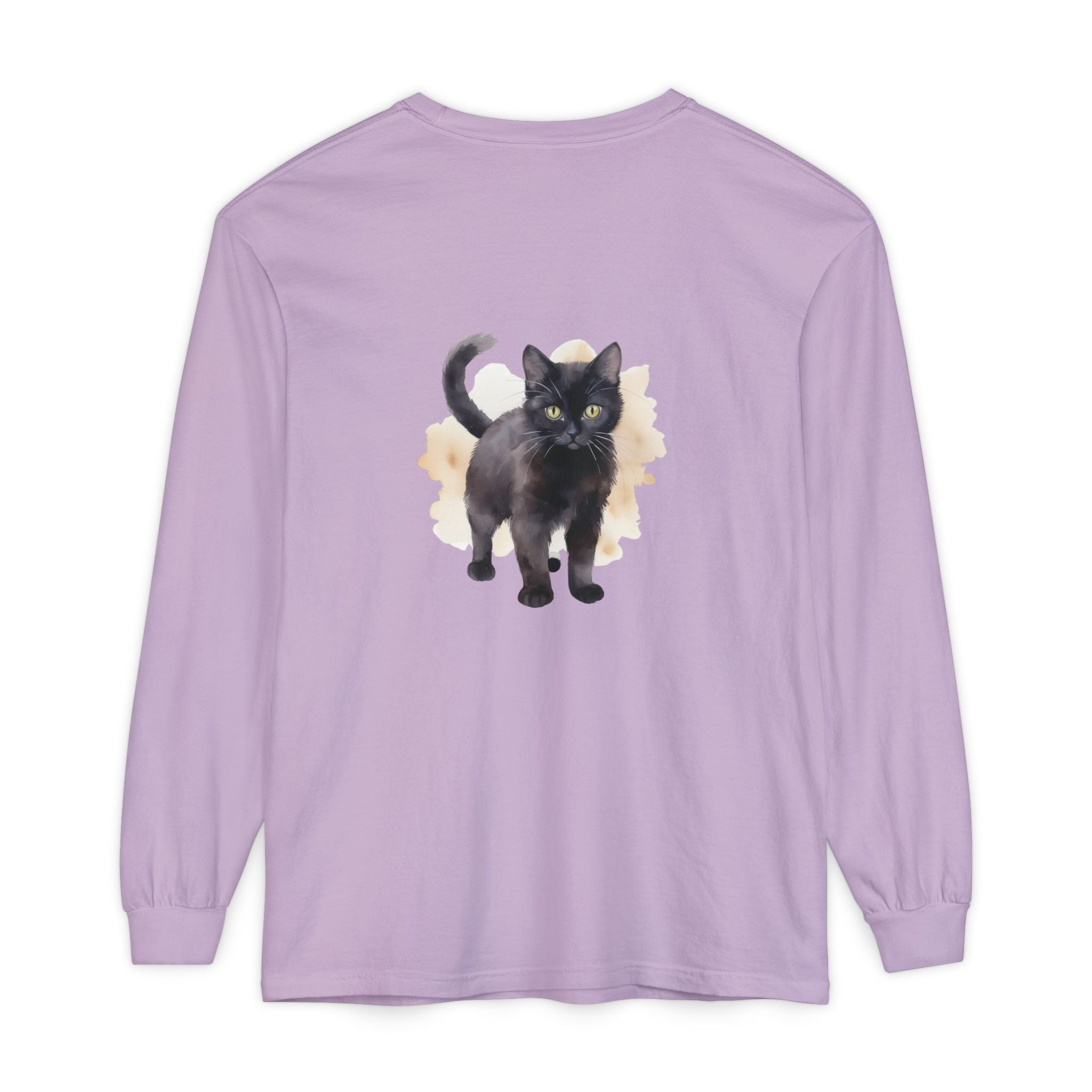 Full Sleeve Tee | Black Cat Watercolor - Unisex