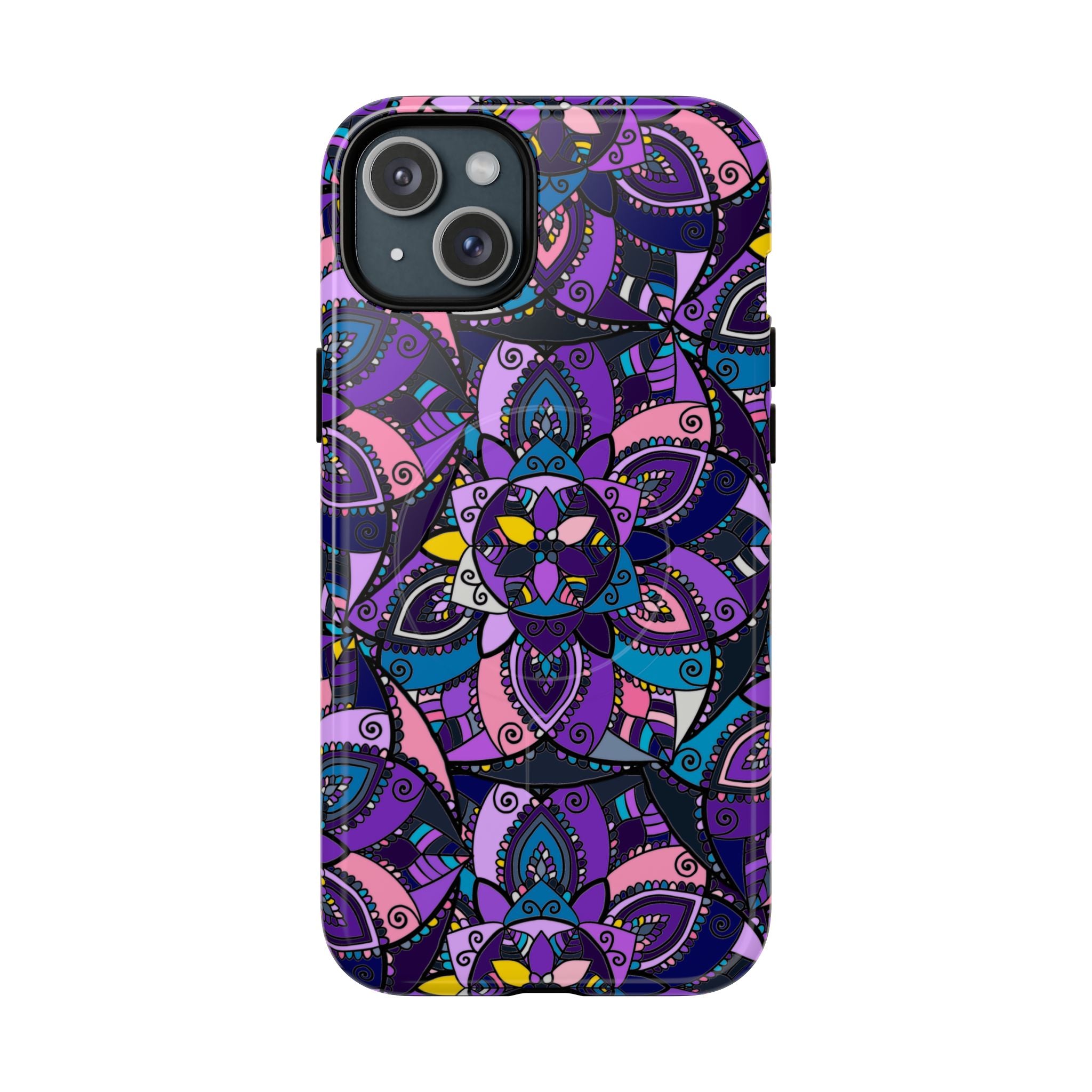 Magnetic Phone Case — Purple Mandala Floral Tough Case