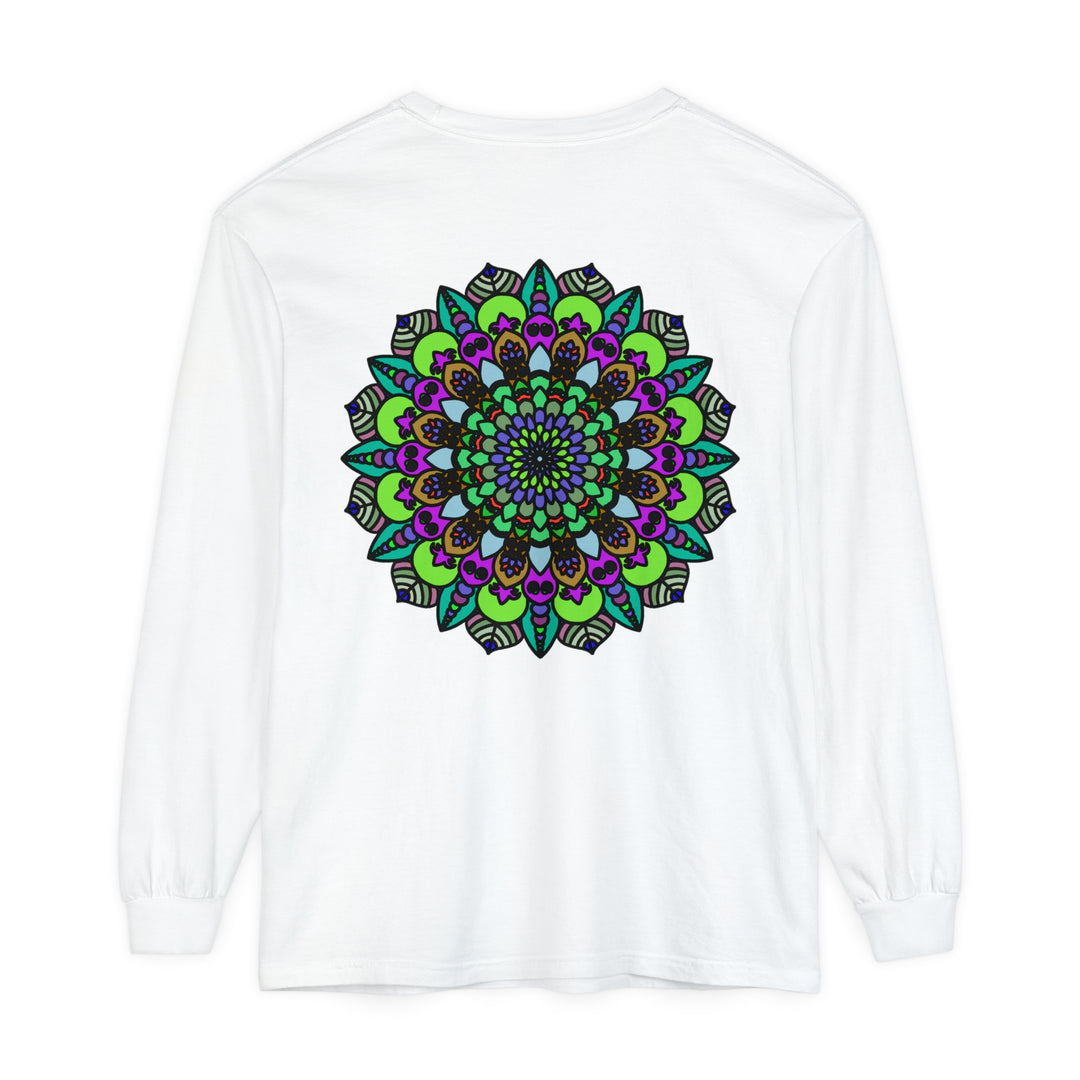 Colorful and intricate Psychedelic Mandala design on a Unisex Long Sleeve T-Shirt