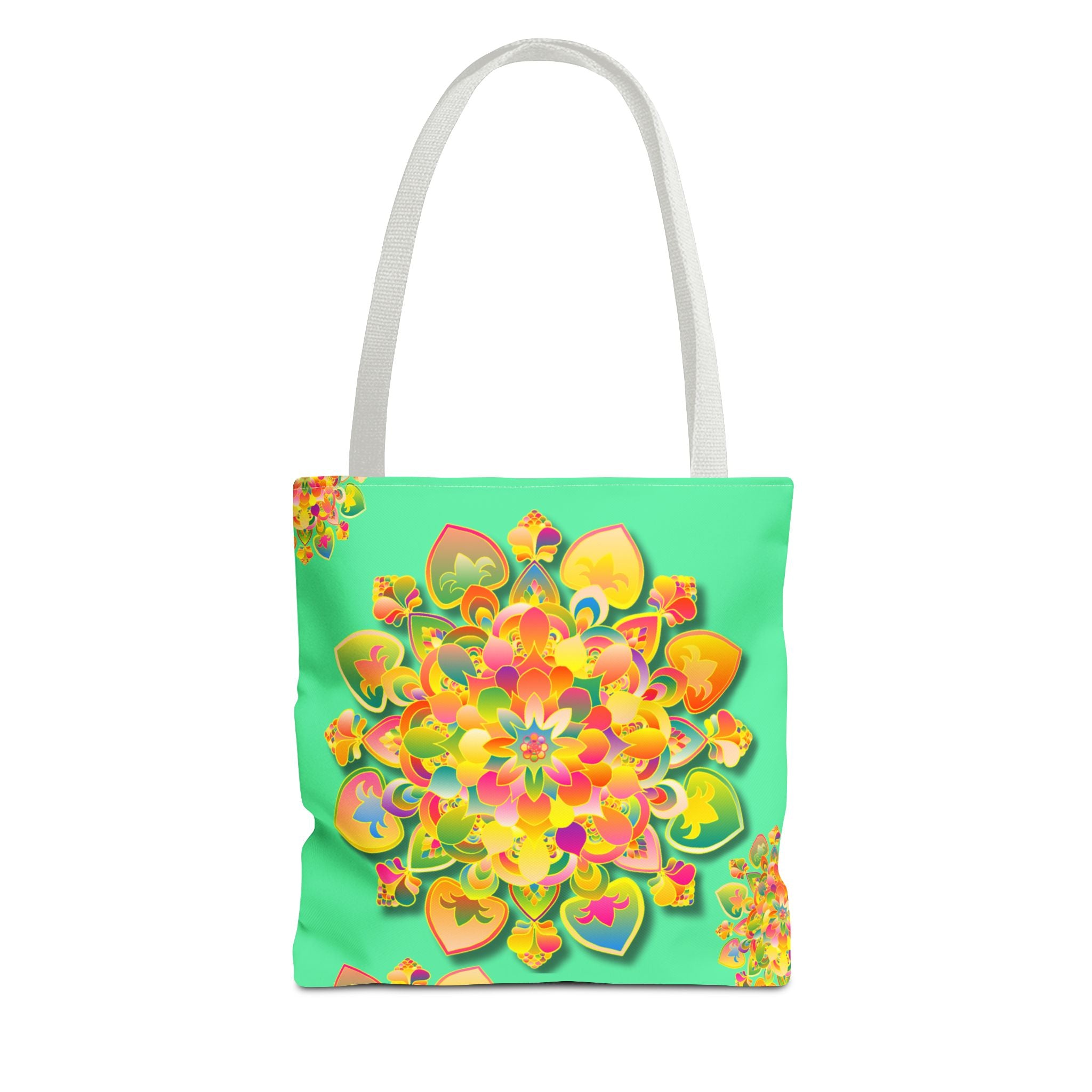 Floral Mandala Tote Bag — Bright Tropical Green All-Over Print