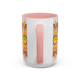 A colorful ceramic mug with a vibrant floral mandala design, perfect for enjoying your favorite hot beverages