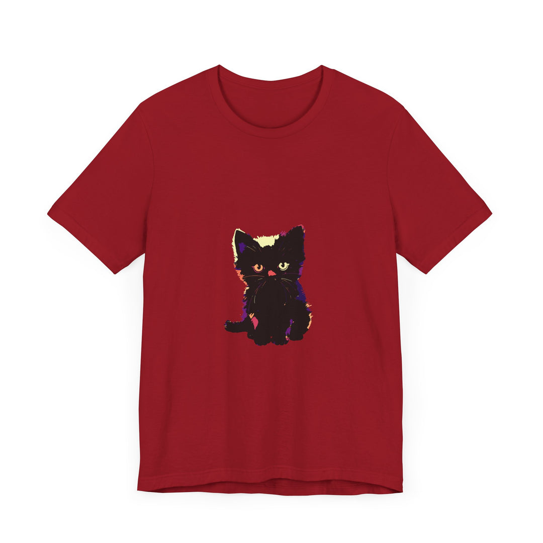 Adorable black cat graphic tee with playful kitten design, perfect for cat lovers and animal enthusiasts