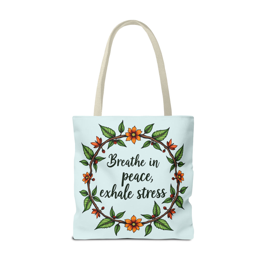 A beautiful tote bag featuring a serene style flower crown design