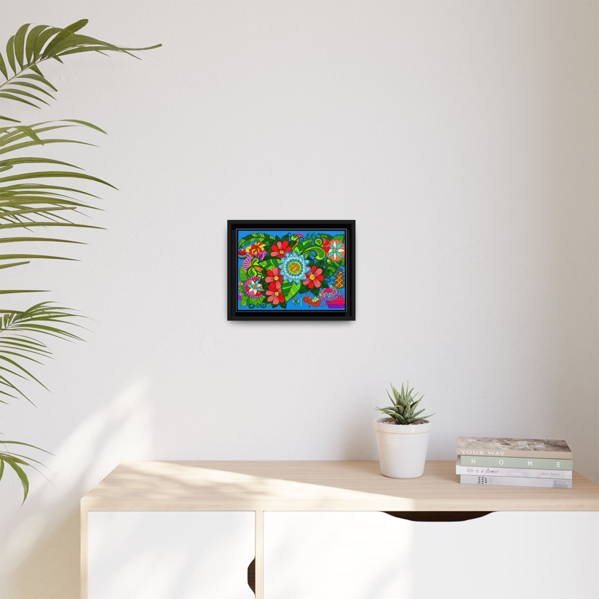 Handgefertigtes horizontales Poster mit Mandala-Design – Blumengekritzel