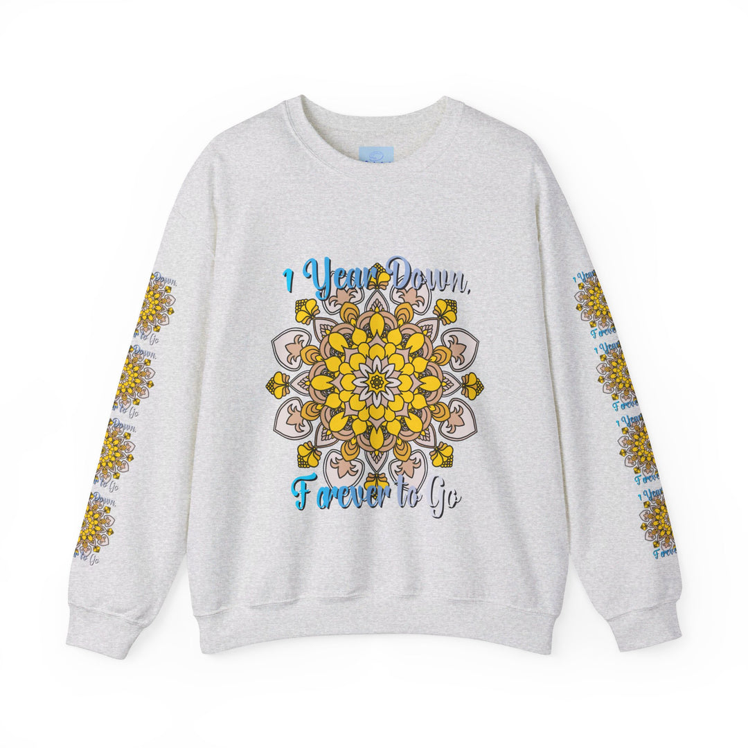 First Year Wedding Anniversary Gift - 1 Year Down, Forever to Go Unisex Heavy Blend™ Crewneck Sweatshirt in Grey