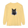  Long Sleeve T-Shirt with High-Quality Black Cat Portrait 