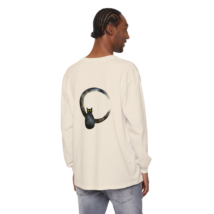 Black Cat Crescent Moon T-Shirt with a mysterious feline design in the moonlight