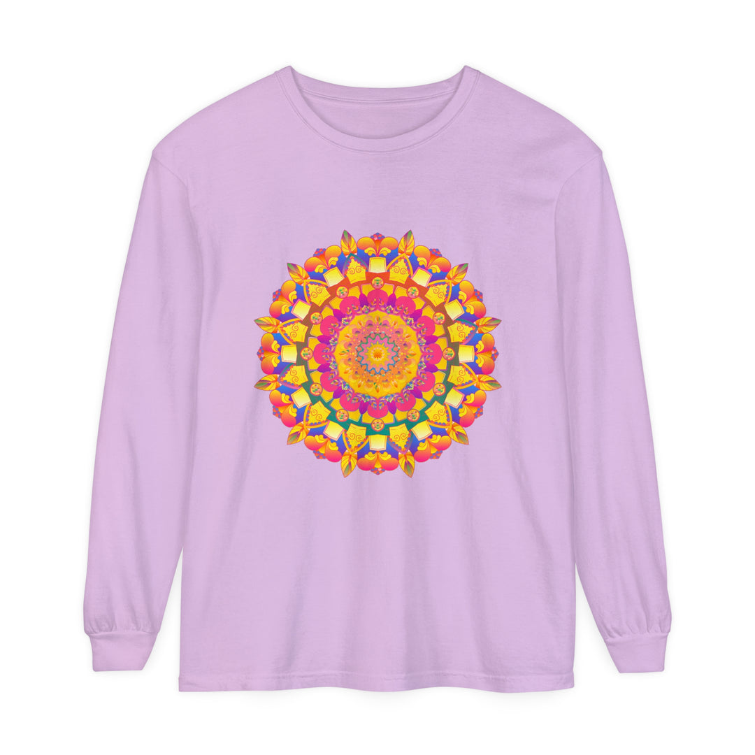 Colorful mandala long sleeve t-shirt featuring psychedelic art and vibrant colors