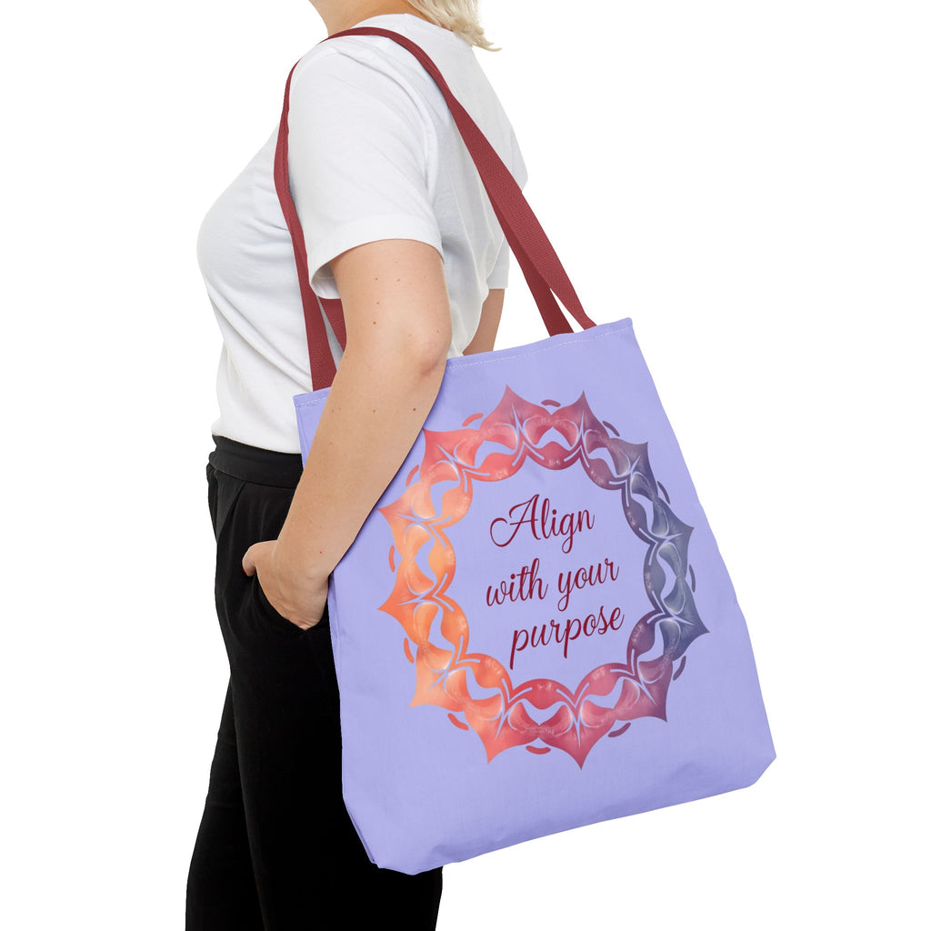 Colorful orange and purple mandala tote bag, perfect for everyday use